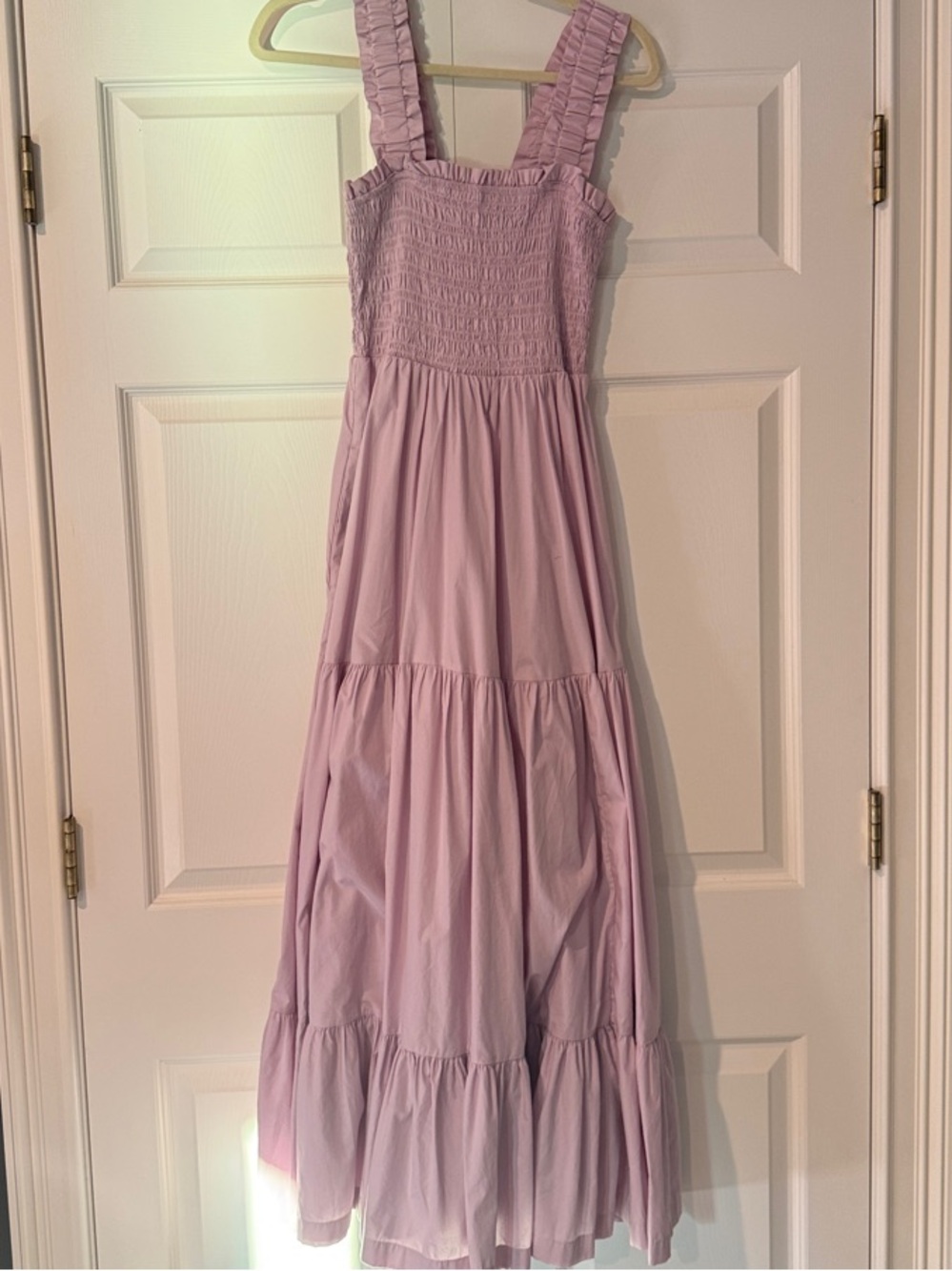 Abercrombie & Fitch Smocked Bodice Easy Maxi Tiered Lilac Dress